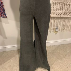 Olive green velvet flair pants from American Eagle